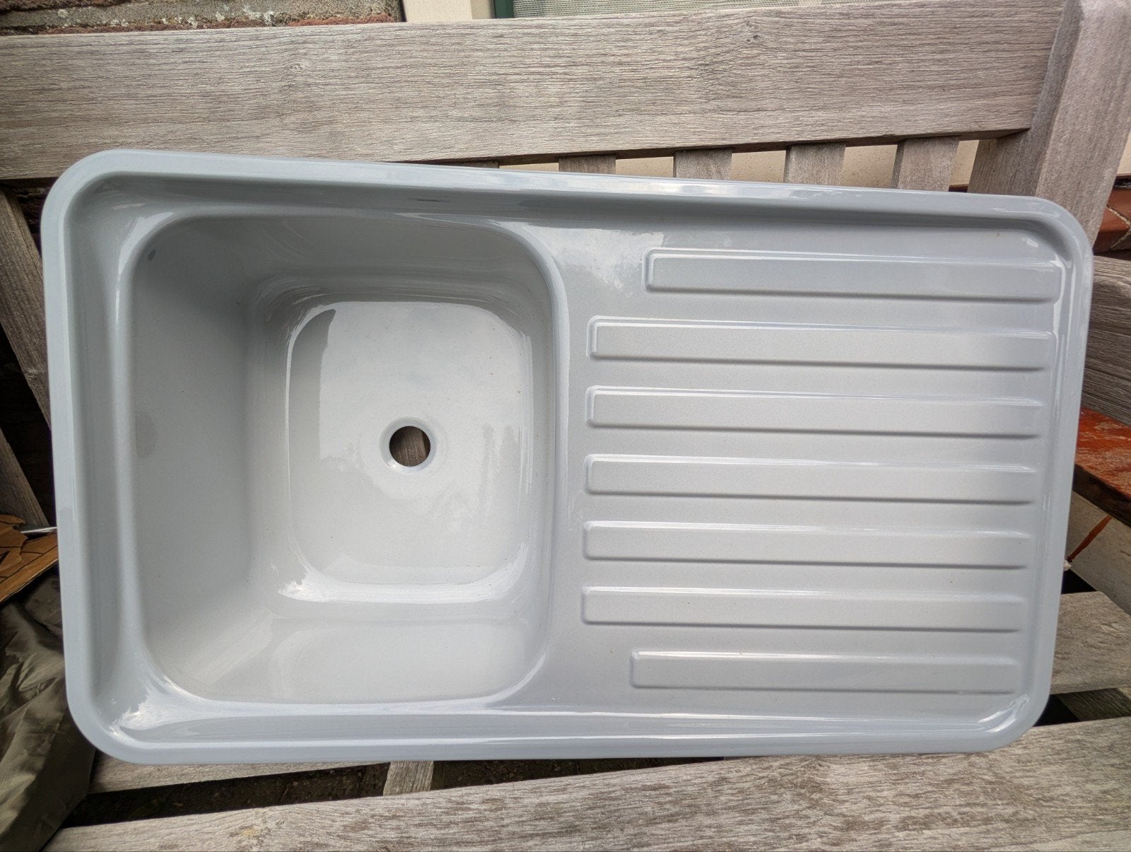 Emaille wasbak(grijs) met afdruip deel, Caravans en Kamperen, Camper-accessoires, Nieuw, Ophalen