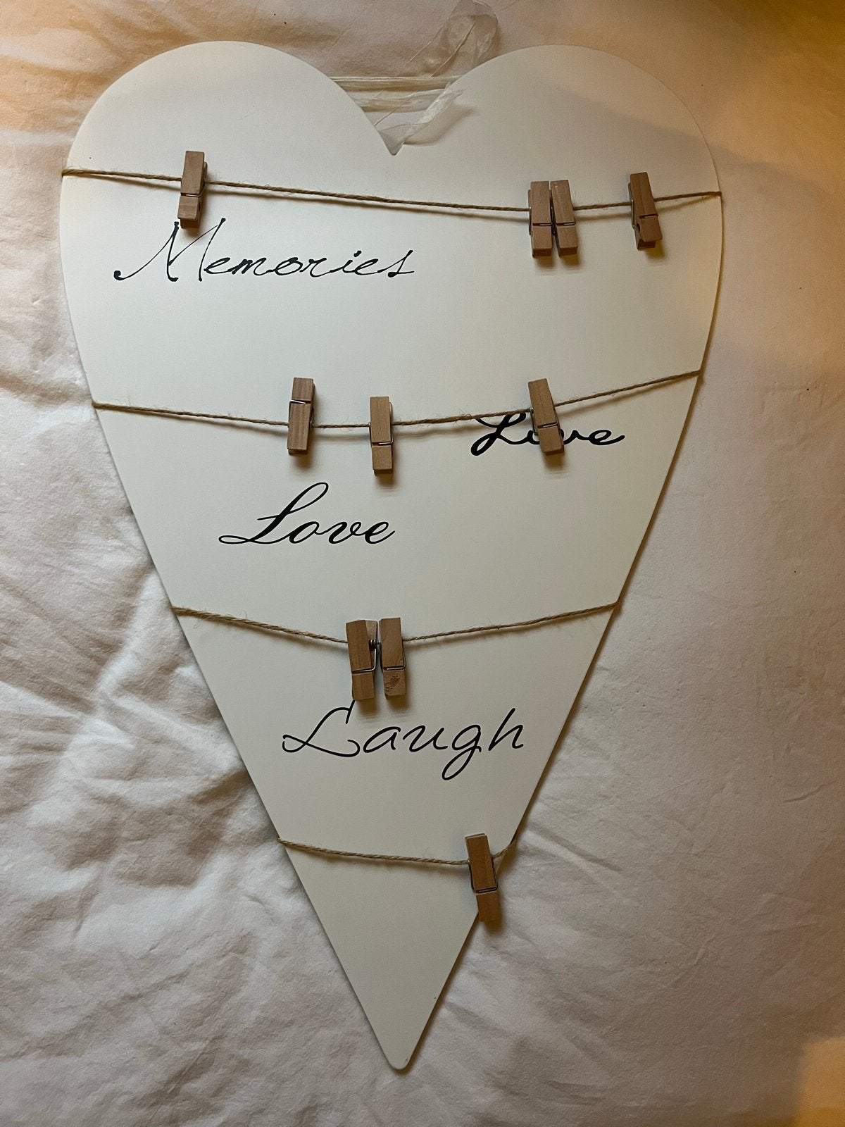 Hartvormig fotobord 'Memories Love Laugh', Hout, Ophalen of Verzenden, Zo goed als nieuw, Modern