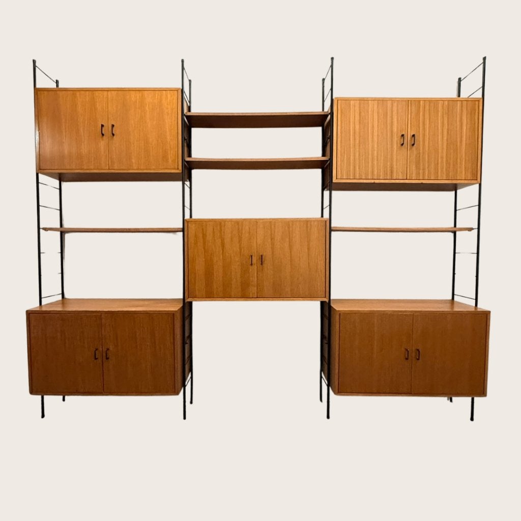 Vintage modulair wandmeubel Nisse Strinning stijl, Ophalen, 200 cm of meer, Onbekend, Onbekend