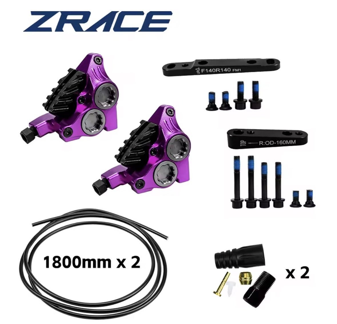 ZRACE XG4 Flat Mount 4-piston hydraulische remklauwen - Paar, Remmen, Nieuw, Ophalen of Verzenden, Gravelbike