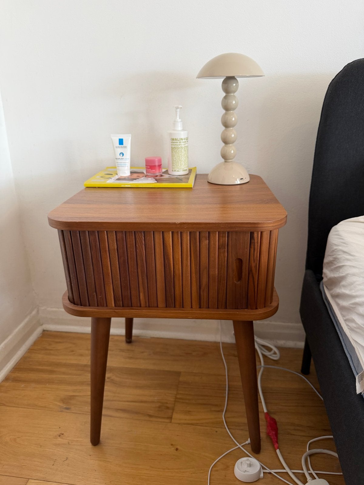 Zuiver Barbier bijzettafel walnoot hout, Ophalen, Minder dan 55 cm, Gebruikt, 60 cm of meer
