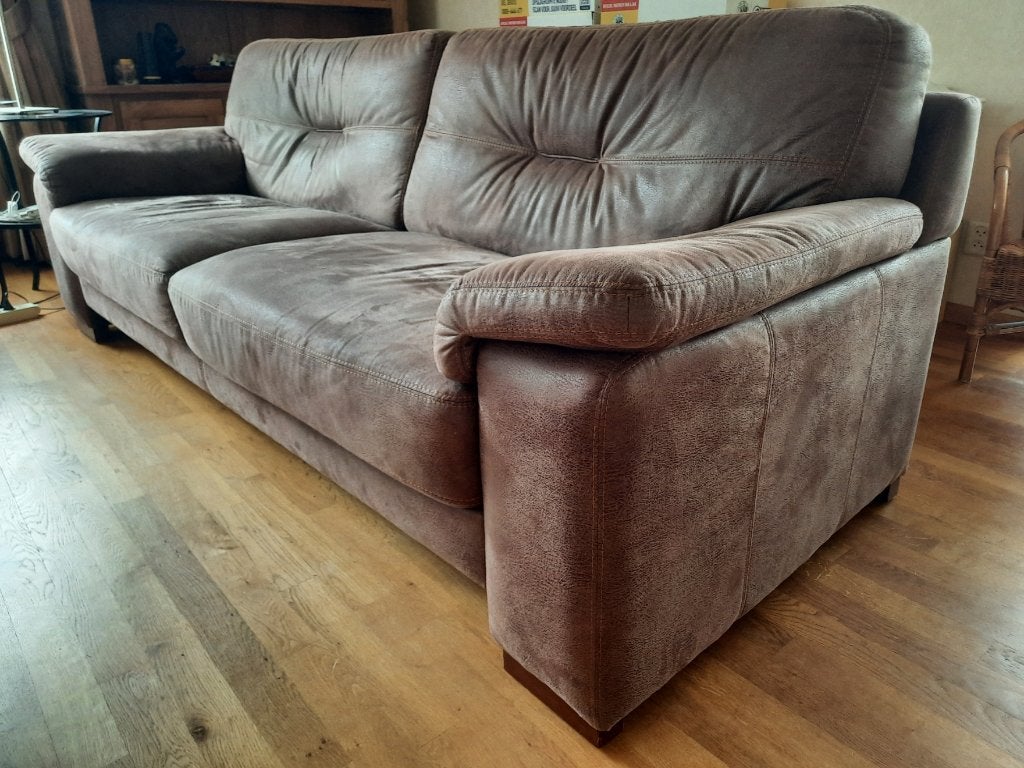 Gratis af te halen: 2-delig Bankstel (Suede-look), Ophalen, Gebruikt, 75 tot 100 cm, Rechte bank