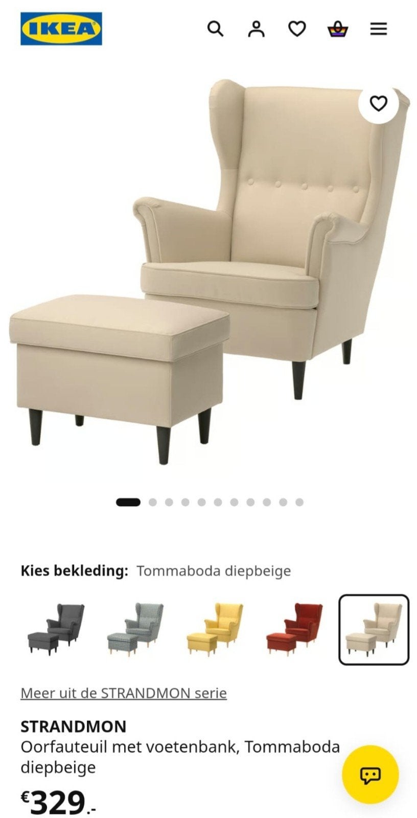 Strandmon oorfauteuil met voetenbank nieuw, Huis en Inrichting, Ophalen, 75 tot 100 cm