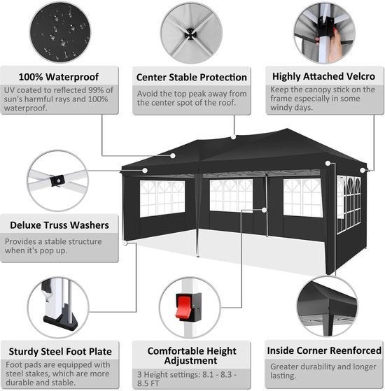 3x6 Meter Vouwtent – Partytent – Marktkraam – Overkapping, Corvance B.V., Verzenden, Nieuw, Corvancebol@gmail.com