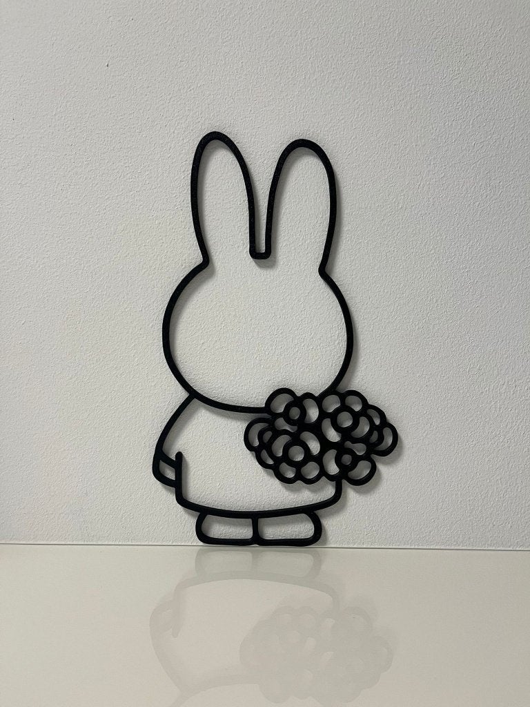 Nijntje met Bloemen Wanddecoratie – 3D Geprint – Ca. 25 cm, Ophalen of Verzenden, Kunststof, Nieuw, Decoratieobject