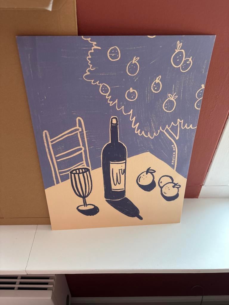 Atelier Aha Wijn en Fruit Print, Huis en Inrichting, Woonaccessoires | Tekstborden en Spreuken, Ophalen of Verzenden, Zo goed als nieuw