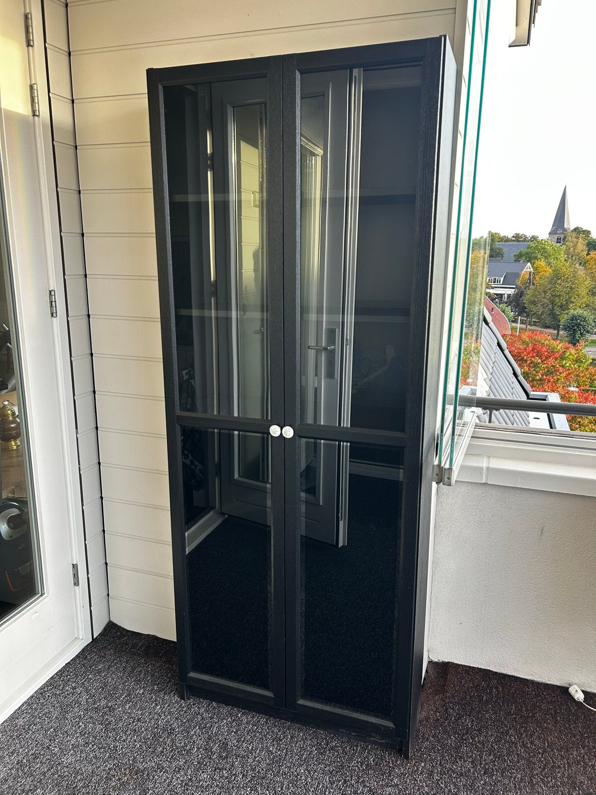 IKEA Kast Zwart met Glazen Deuren - 80x30x190 cm, Ophalen, Gebruikt