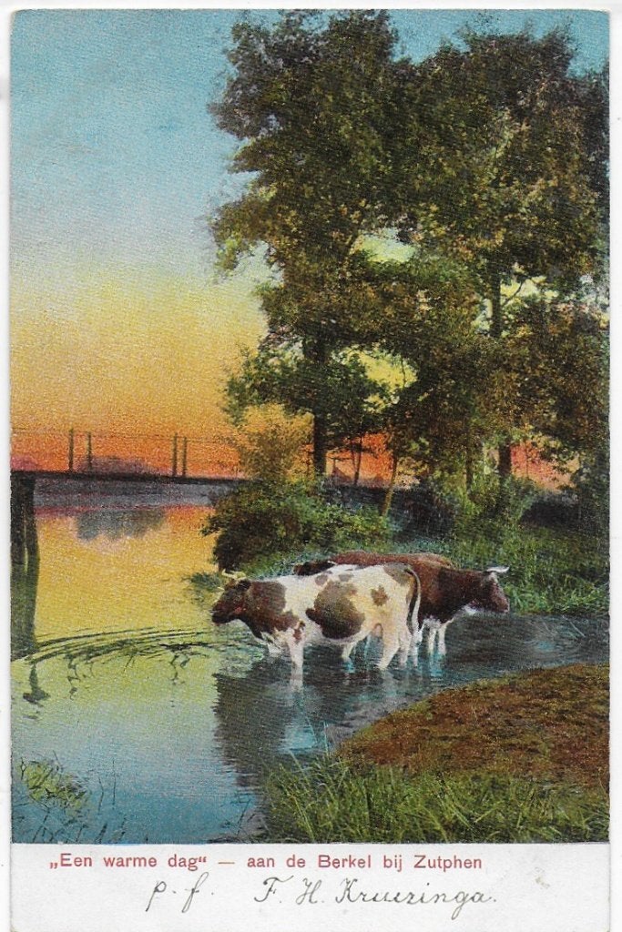 Zutphen Berkel Ansichtkaart uit 1903 ( 10051), Ophalen of Verzenden, Voor 1920, Gelderland