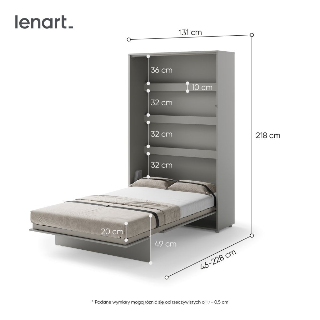 Concept opklapbed verticaal - 120x200 - Grijs, Niet ingevuld, Niet ingevuld, Niet ingevuld