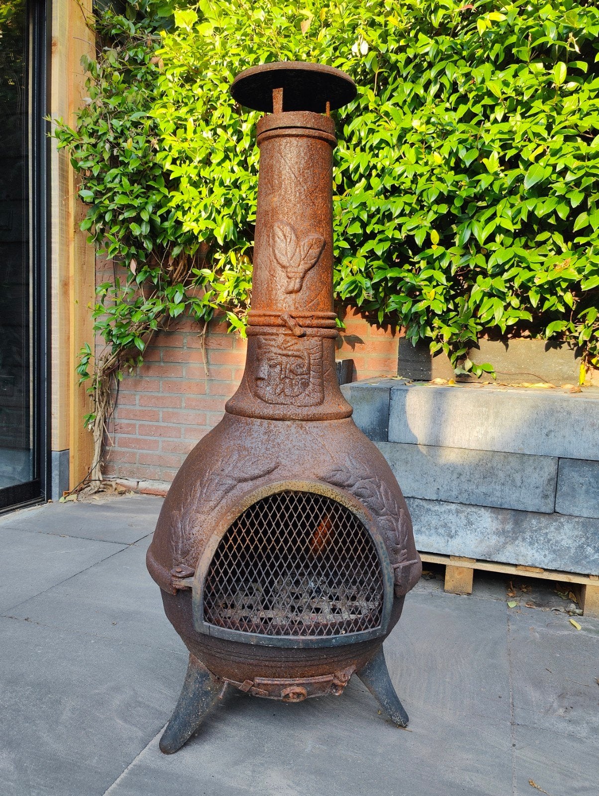 Rustieke terraskachel met warmteregelaar (gietijzer), Ophalen