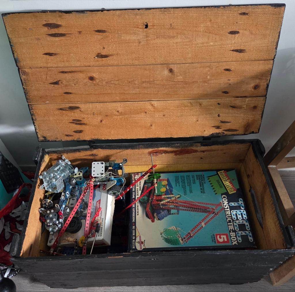 Vintage Tecc Constructie-Boxen in Kist, Ophalen, Gebruikt