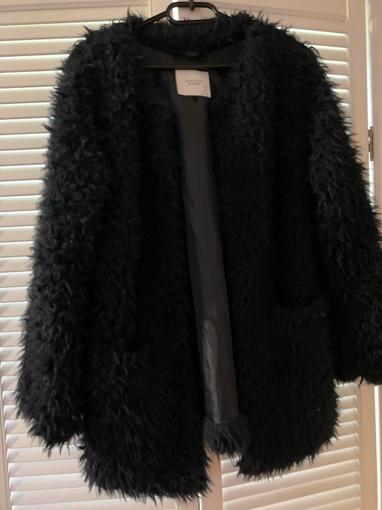 Zwart bont vest / jasje, Ophalen of Verzenden, Zo goed als nieuw, Maat 38/40 (M), Zwart