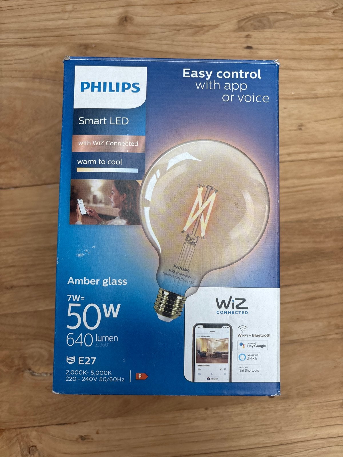 2x Philips Smart LED WiZ Connected E27 Amber Grote Bol, Led-lamp, Instelbaar wit, Nieuw, Bedienbaar via app