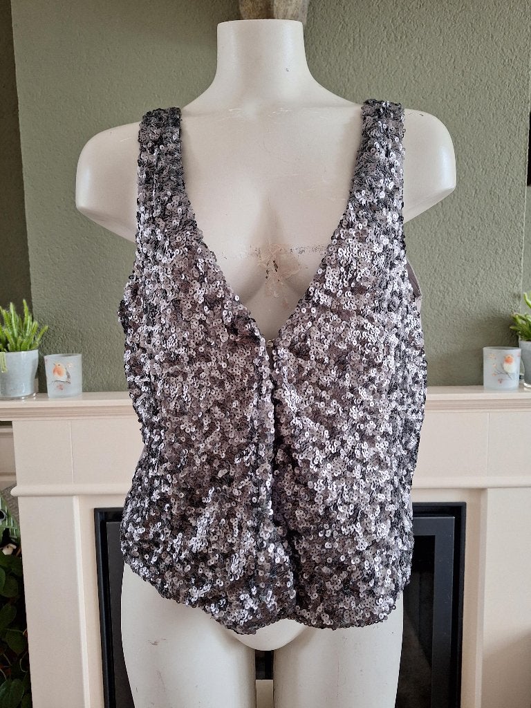 Yaya grijs bolero pailletten vest L 42, Kleding | Dames, Verzenden, Maat 42/44 (L), Zo goed als nieuw, Yaya