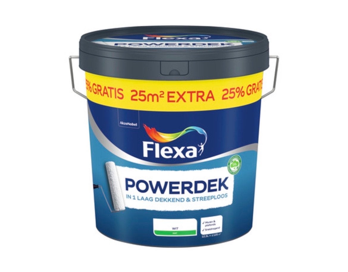 Flexa Powerdek Gebroken Wit - Nieuw, pot geopend, Wit, Ophalen of Verzenden, Minder dan 5 liter, Verf