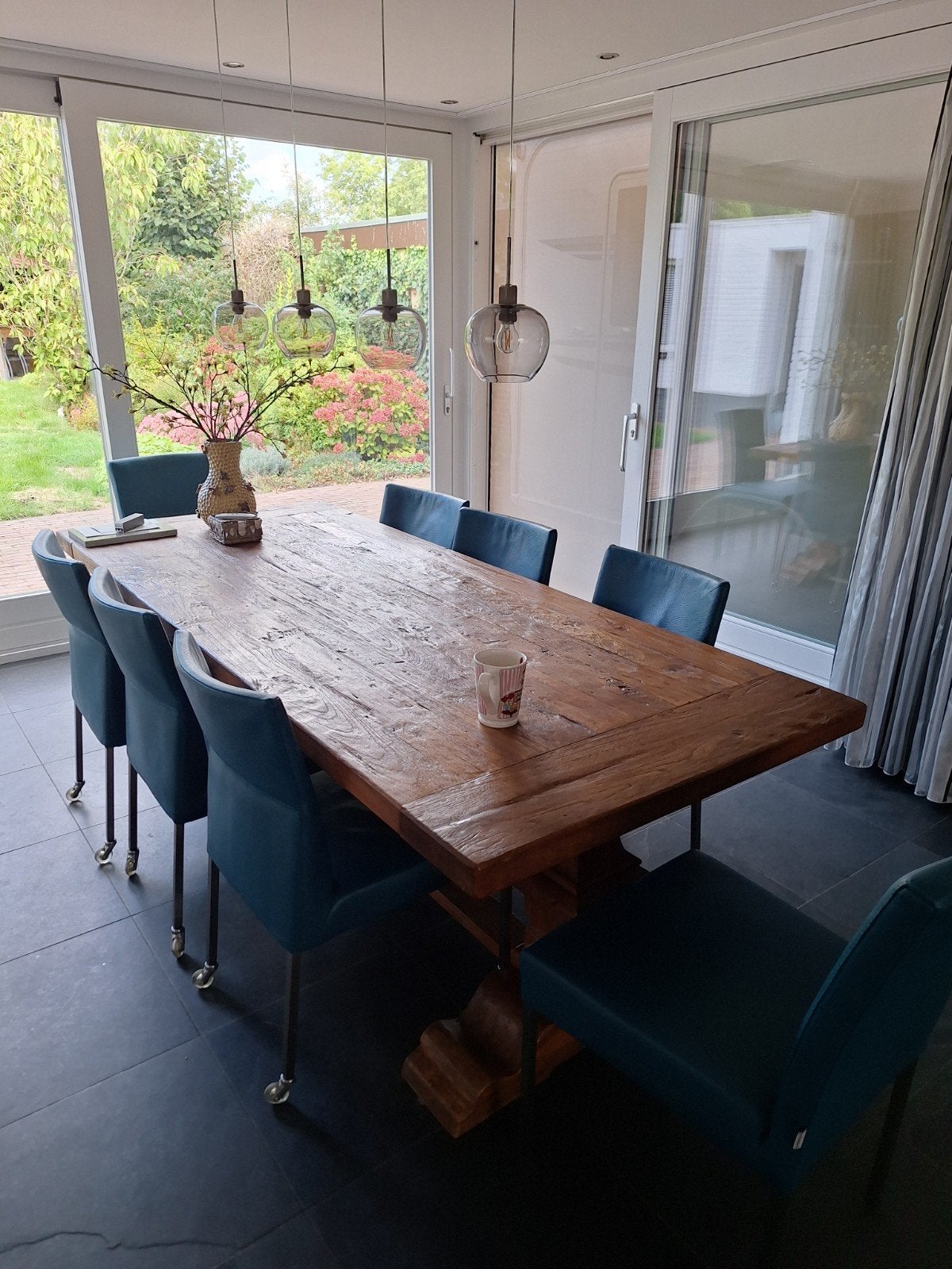 8 lederen eetkamerstoelen Petrol Bert Plantagie, Ophalen, Gebruikt, Overige kleuren, Leer