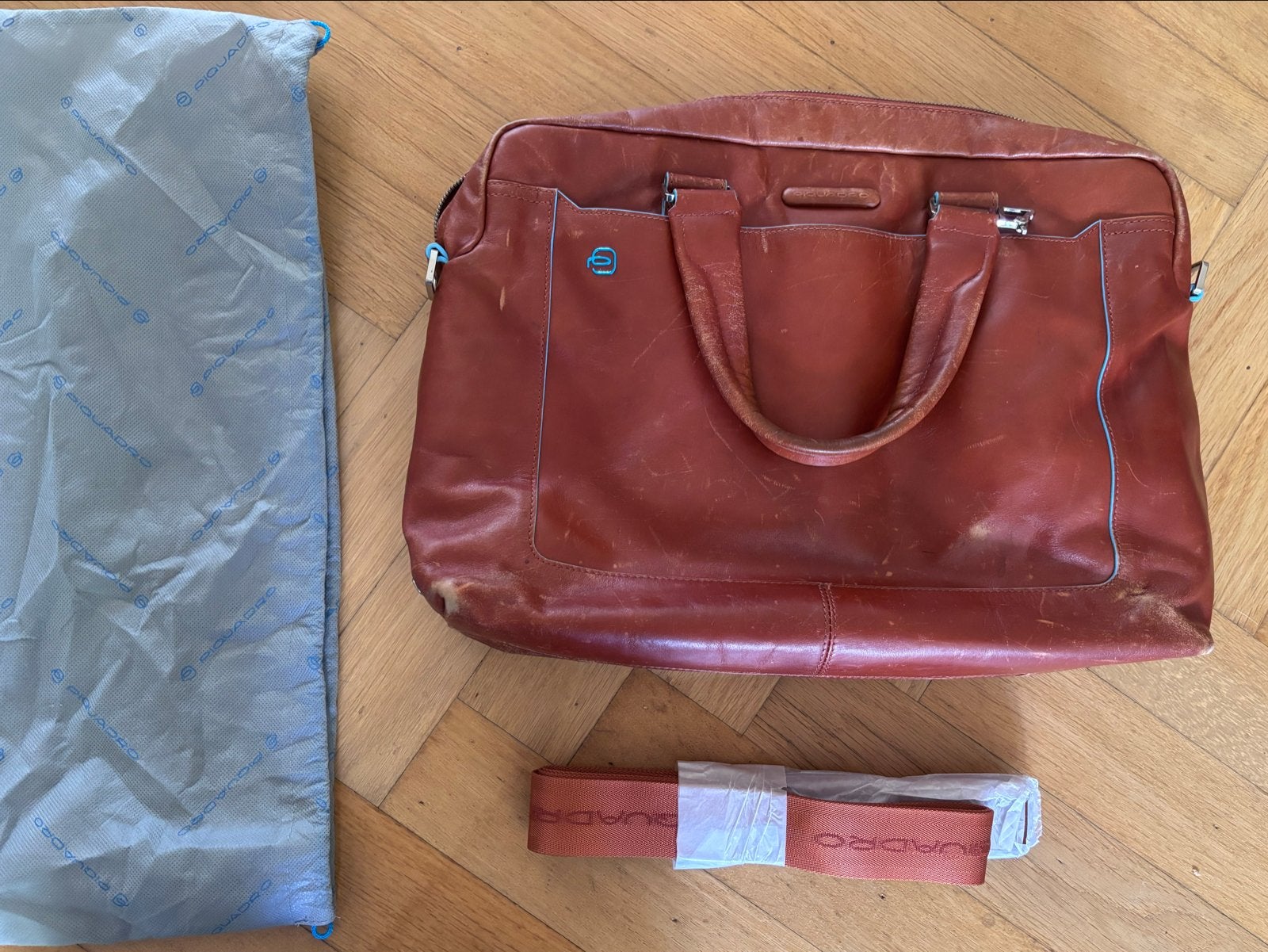 Piquadro Leren Laptoptas / Aktetas - Bruin, Computers en Software, Laptoptassen, Ophalen, Gebruikt, Overige typen