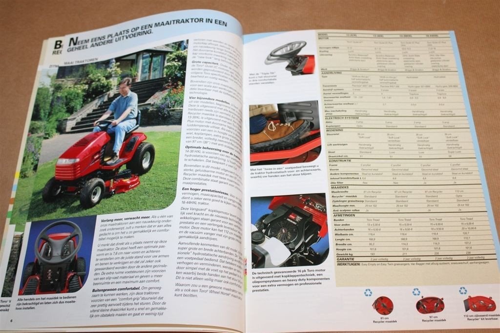 Brochure - Toro Wheel Horse Traktoren & Zitmaaiers - 1997, Ophalen of Verzenden, Zo goed als nieuw, Tractor en Landbouw
