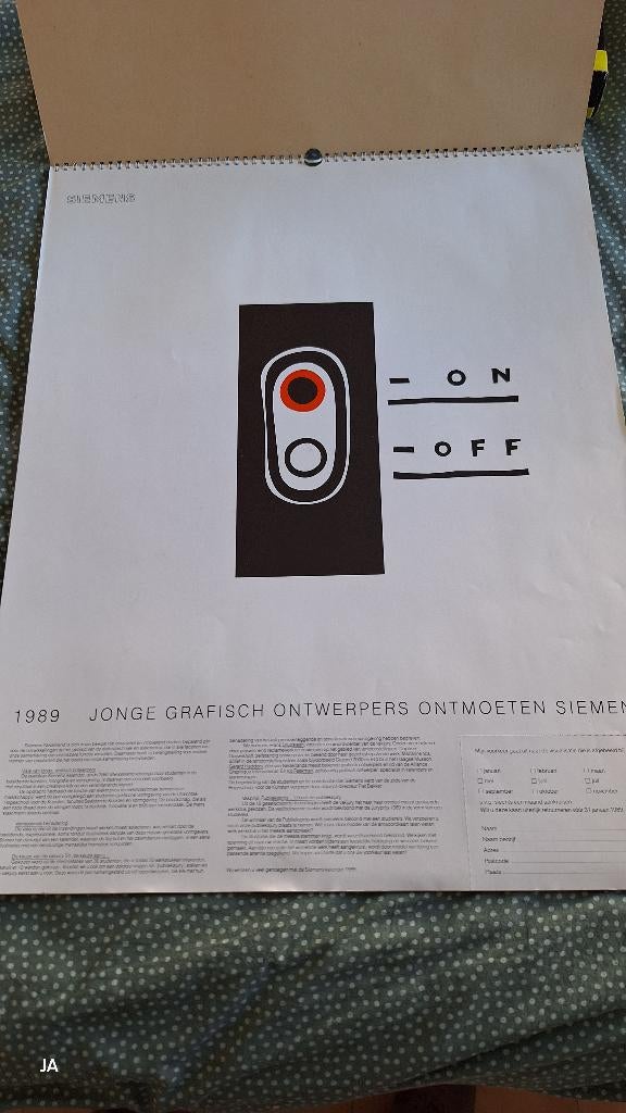 SIEMENS kalender 1989 grafisch ontwerpers, Diversen, Kalenders, Ophalen of Verzenden, Maandkalender, Zo goed als nieuw
