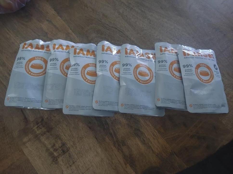 7x IAMS kattwnvoer zakjes, Dieren en Toebehoren, Dierenvoeding, Ophalen of Verzenden, Kat
