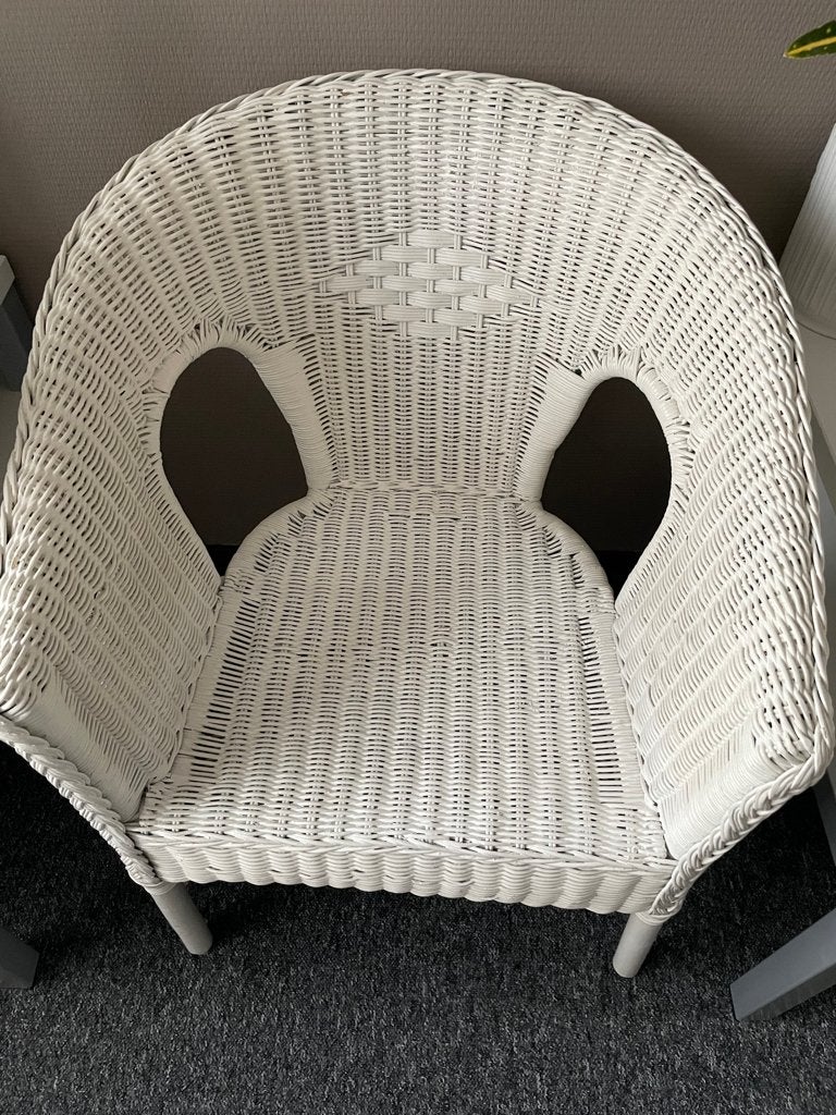 Rieten stoel wit, Ophalen, Gebruikt, Minder dan 75 cm, Riet of Rotan