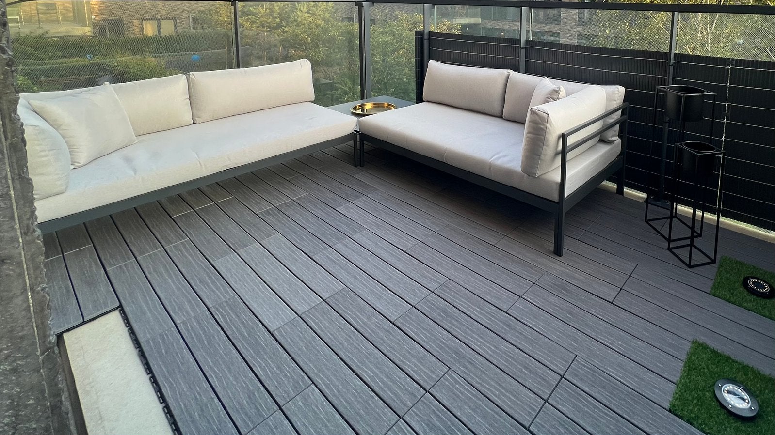 Loungeset tuin/balkon grijs creme, Ophalen, Gebruikt