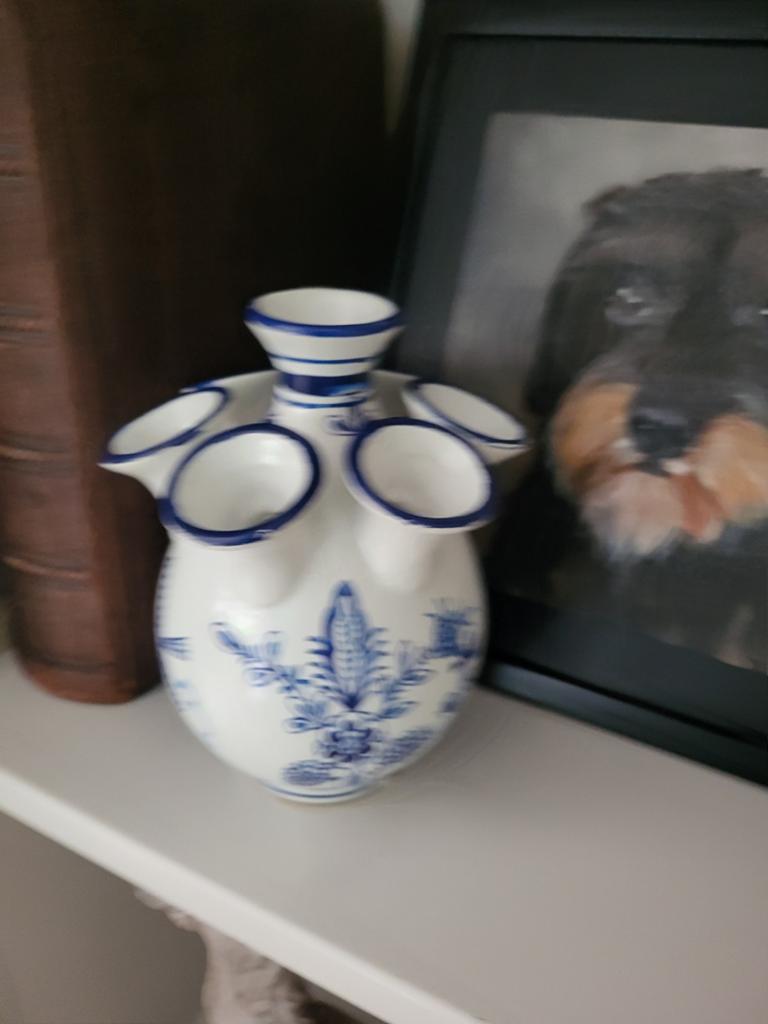 Delfts blauwe tulpenvaas met 7 tuiten, Ophalen of Verzenden