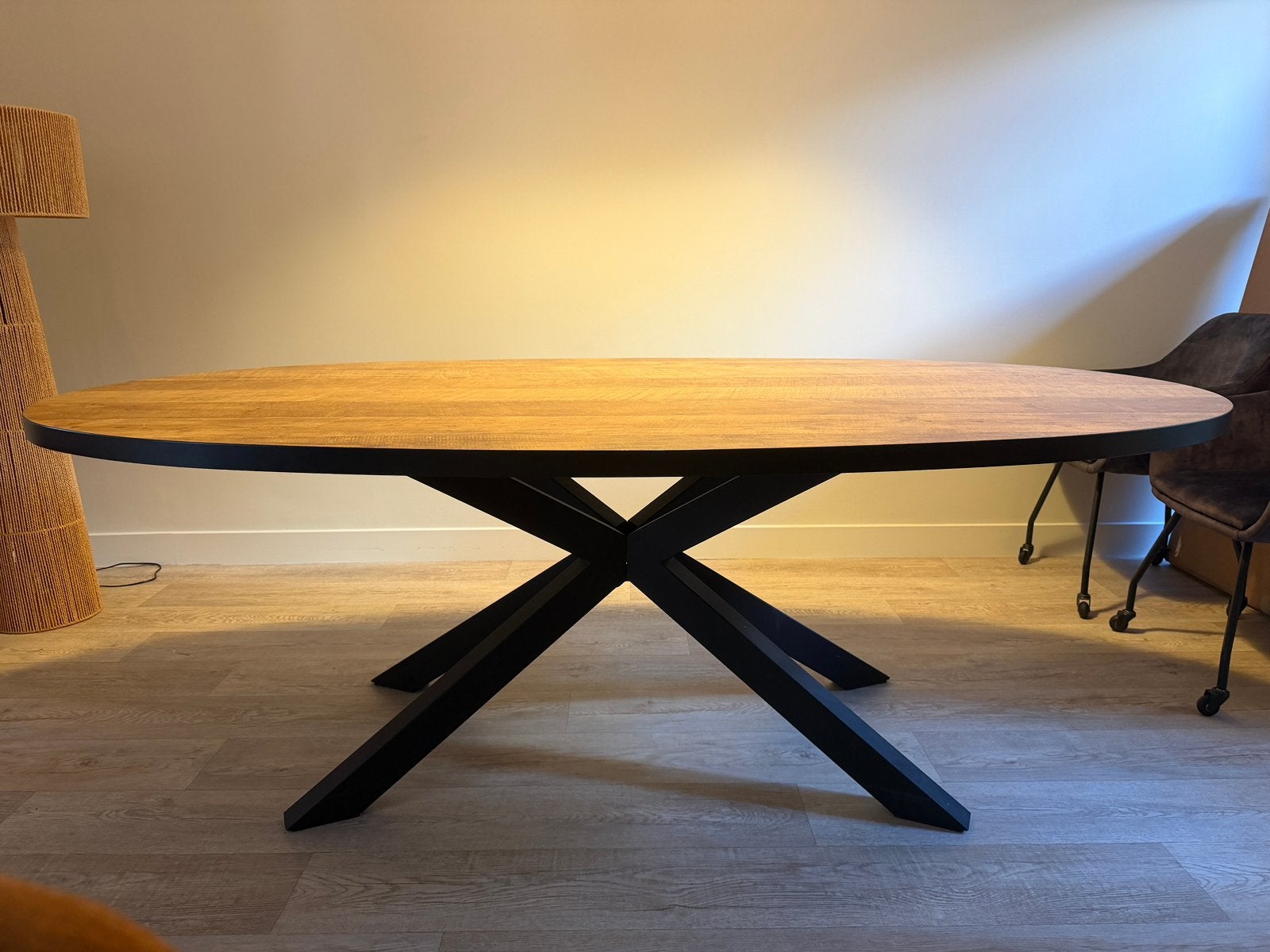 Eettafel ovaal 220x120 cm in Old Teak, 100 tot 150 cm, 200 cm of meer, Ophalen of Verzenden, Zo goed als nieuw