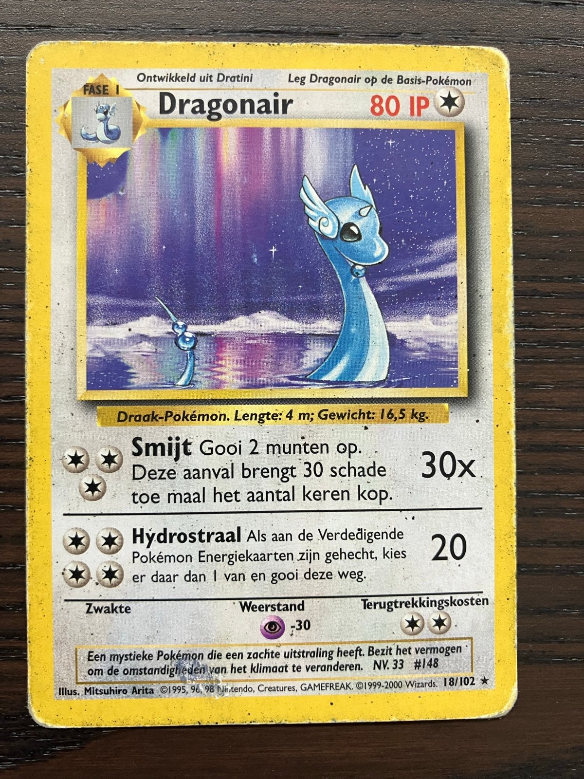 Pokémon Base set NL Dragonair 18/102, Ophalen of Verzenden, Gebruikt, Losse kaart