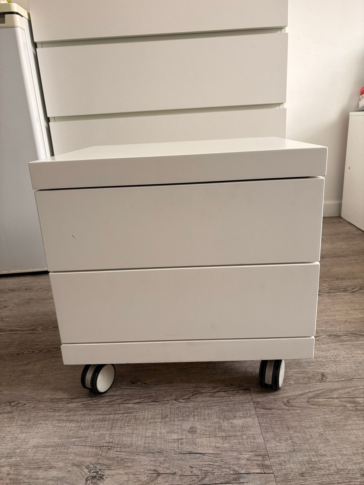 Wit ladeblok op wielen met 2 laden, Huis en Inrichting, Kasten | Ladekasten, Ophalen, Overige materialen, Minder dan 50 cm, Gebruikt
