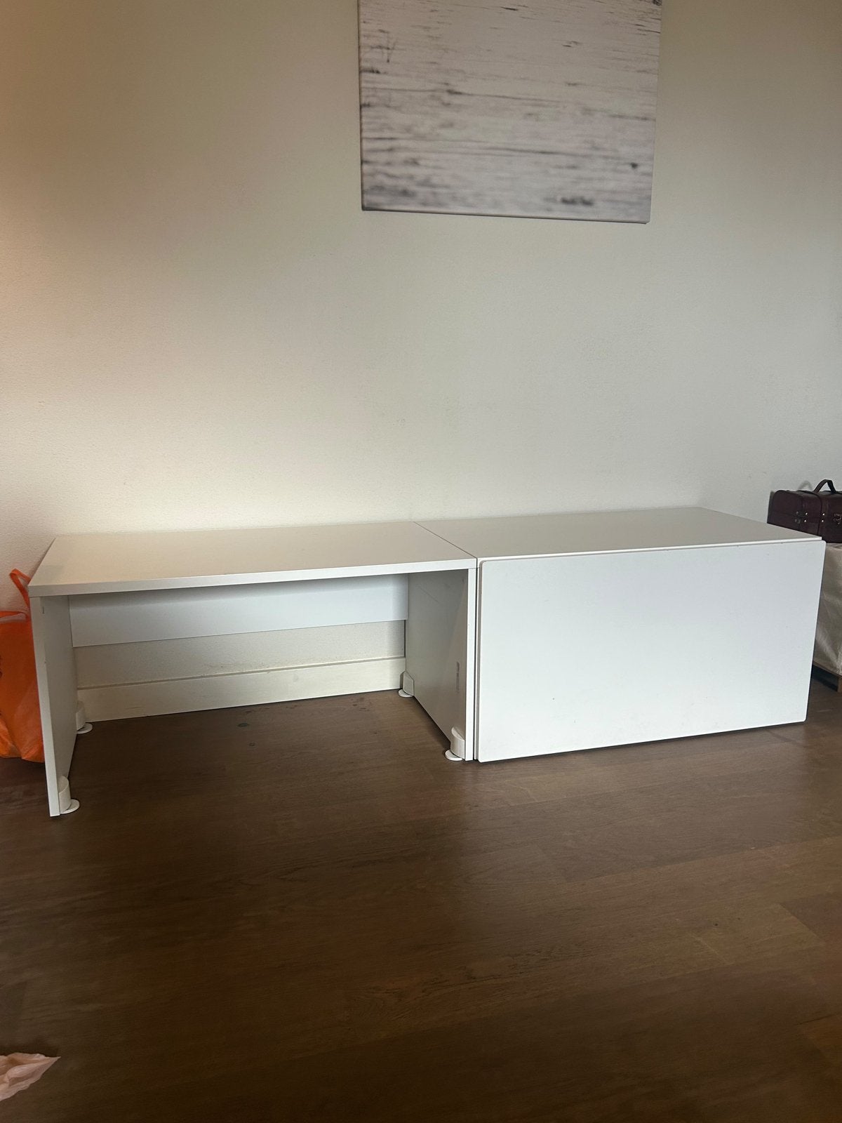IKEA SMÅSTAD complete set – opbergbank + bureau – wit, Ophalen, Gebruikt, 1 of 2 laden, 50 tot 100 cm