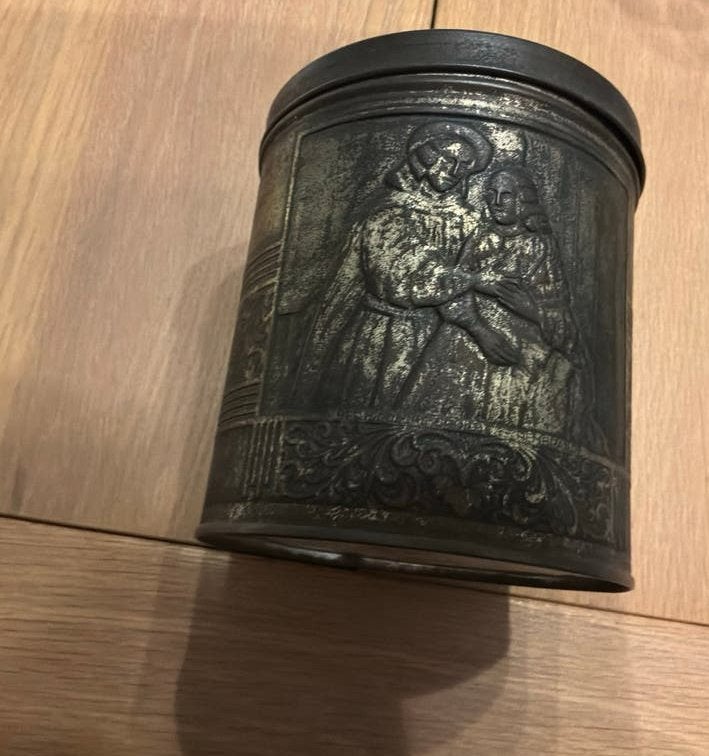 Antieke Sigarenblik met Historische Afbeeldingen, Ophalen of Verzenden