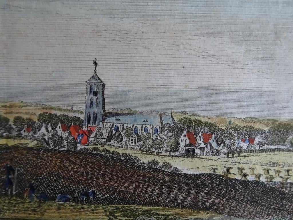 gravure kleur Lochem boekenstad Bredevoort H. Spilman 1743, Antiek en Kunst, Verzenden, Stadsgezicht, Gravure, 1700 - 1799