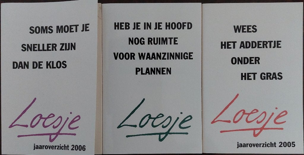 Vakantieboek Loesje waanzinnige plannen+jaarboeken 2005+2006, Ophalen of Verzenden, Zo goed als nieuw, Overige typen