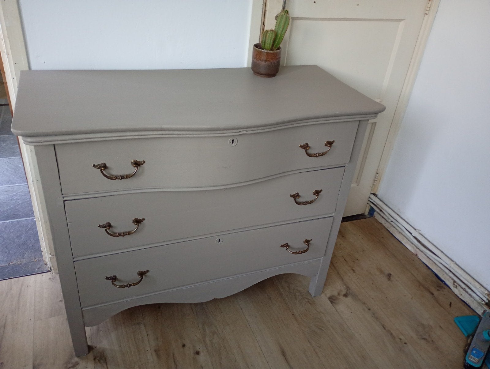 Vintage ladekast/commode - Grijs - L102 x B47 x H83, Ophalen