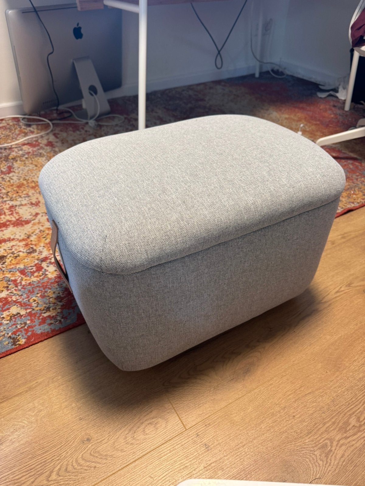 Ikea Oskarhamn voetenbank / opberg poef grijs, Ophalen, Minder dan 50 cm, 50 tot 75 cm, Zo goed als nieuw