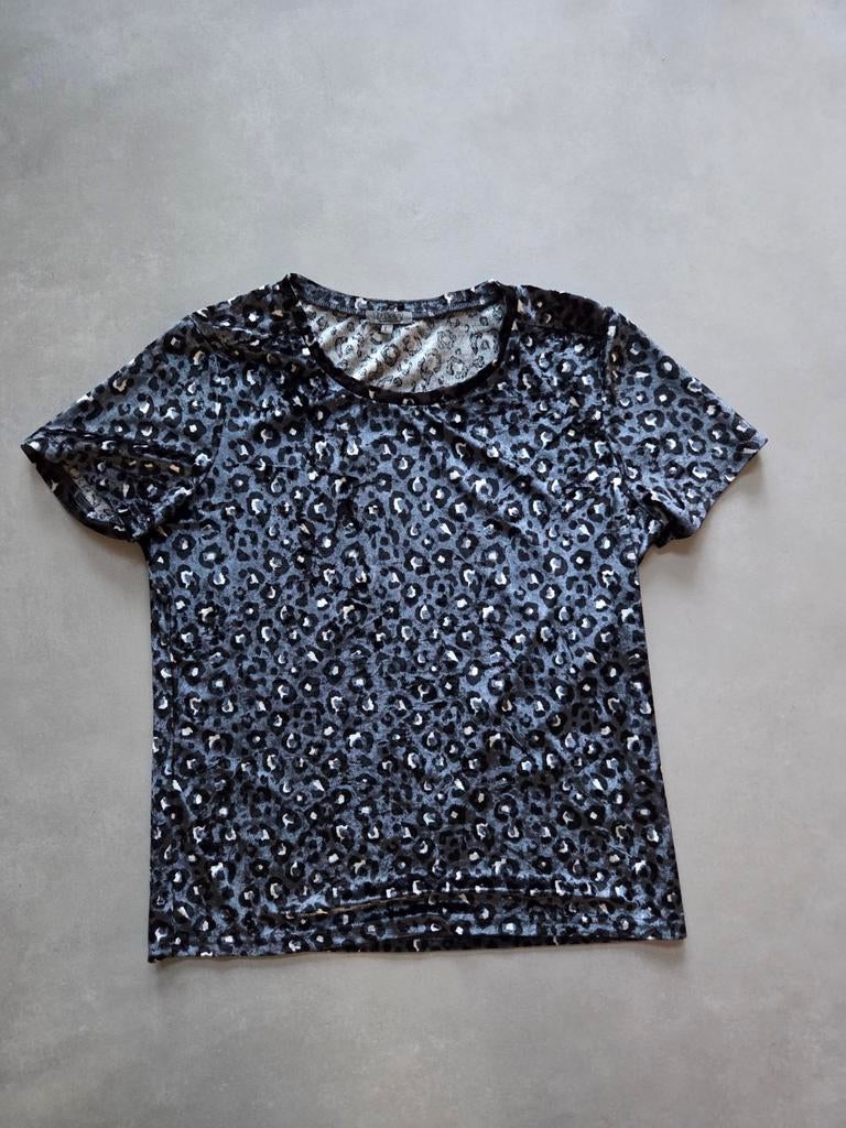 Liz Devy fluweelachtige top met luipaardprint - Maat L, Kleding | Dames, Liz Devy, Maat 42/44 (L), Ophalen of Verzenden, Korte mouw