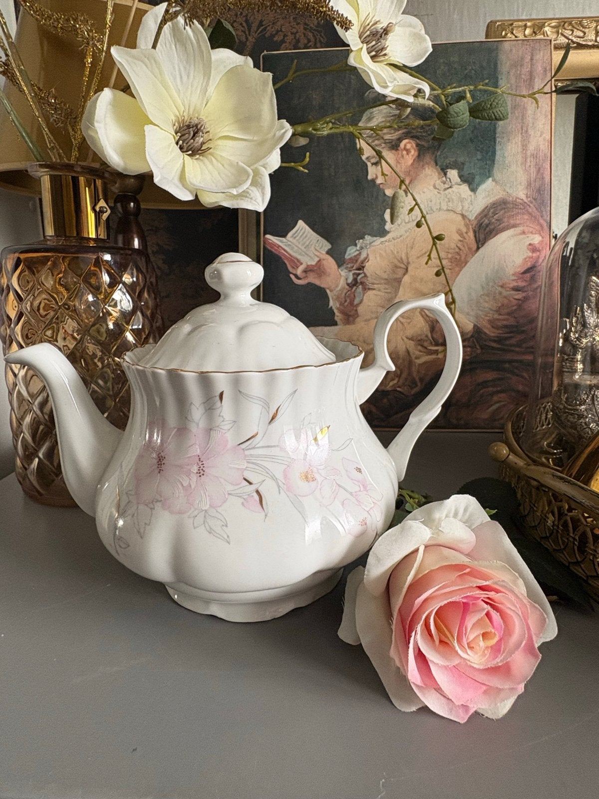 Vintage Migros theepot met bloemmotief, Antiek en Kunst, Ophalen of Verzenden