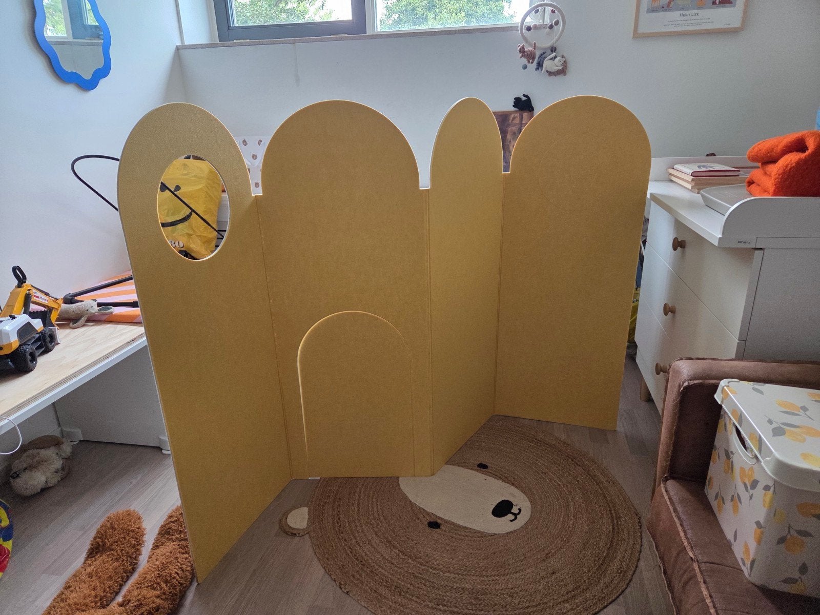 IKEA GREJSIMOJS Kamerscherm/Room divider geel/grijs, Ophalen, Zo goed als nieuw