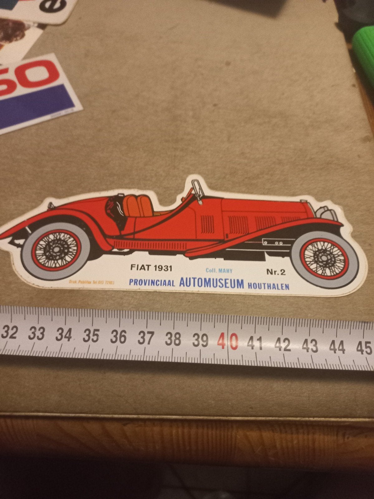 Vintage Fiat 1931 Automuseum Houthalen Sticker, Verzamelen, Ophalen of Verzenden