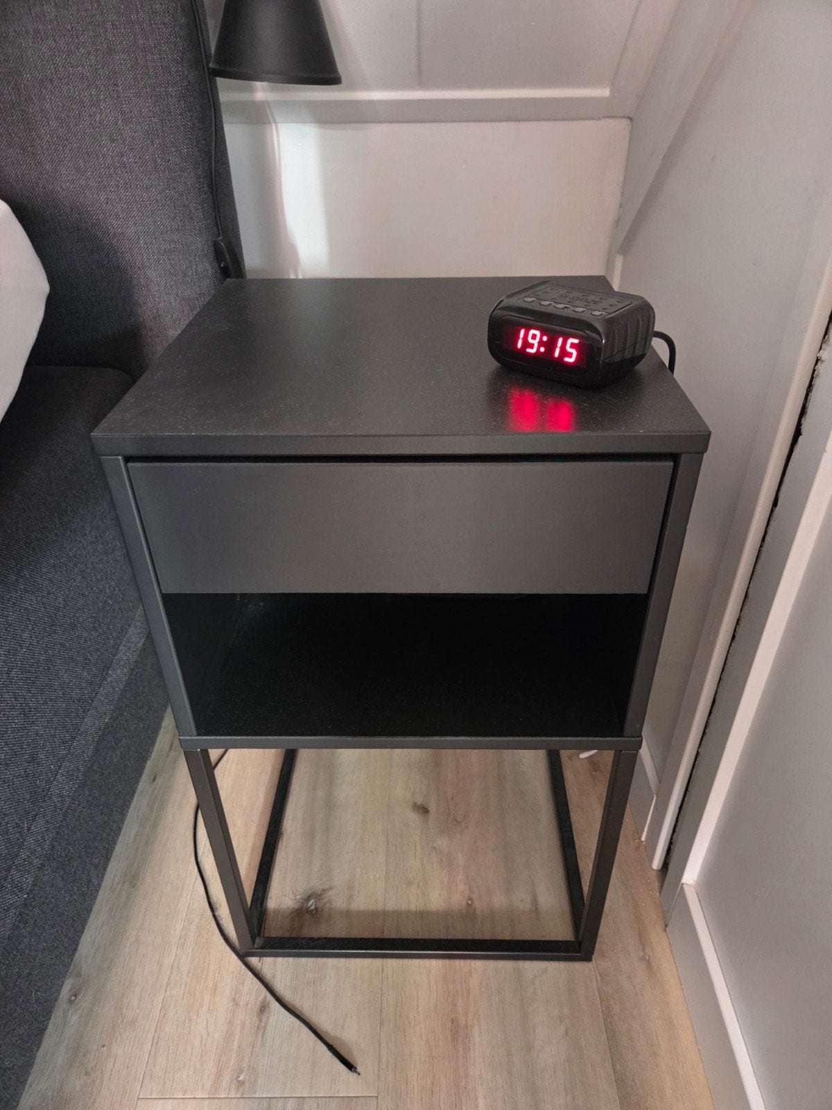 2 Houten Nachtkastjes met Stalen Frame - 38x40cm, Ophalen, Gebruikt, Minder dan 45 cm, 55 tot 70 cm