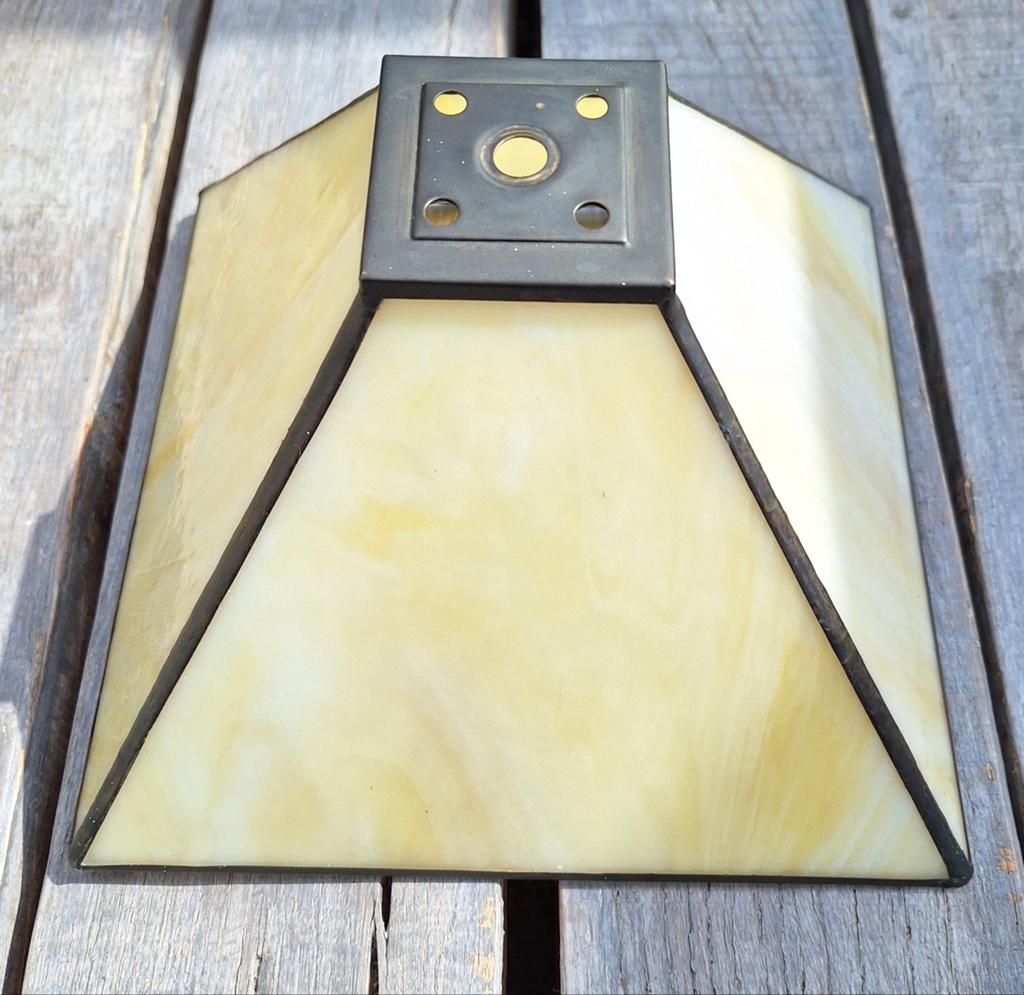 Vintage Tiffany Stijl Lampenkap - Geel Glas, Ophalen, Gebruikt, Vierkant, Tiffany, Art Deco, Klassiek