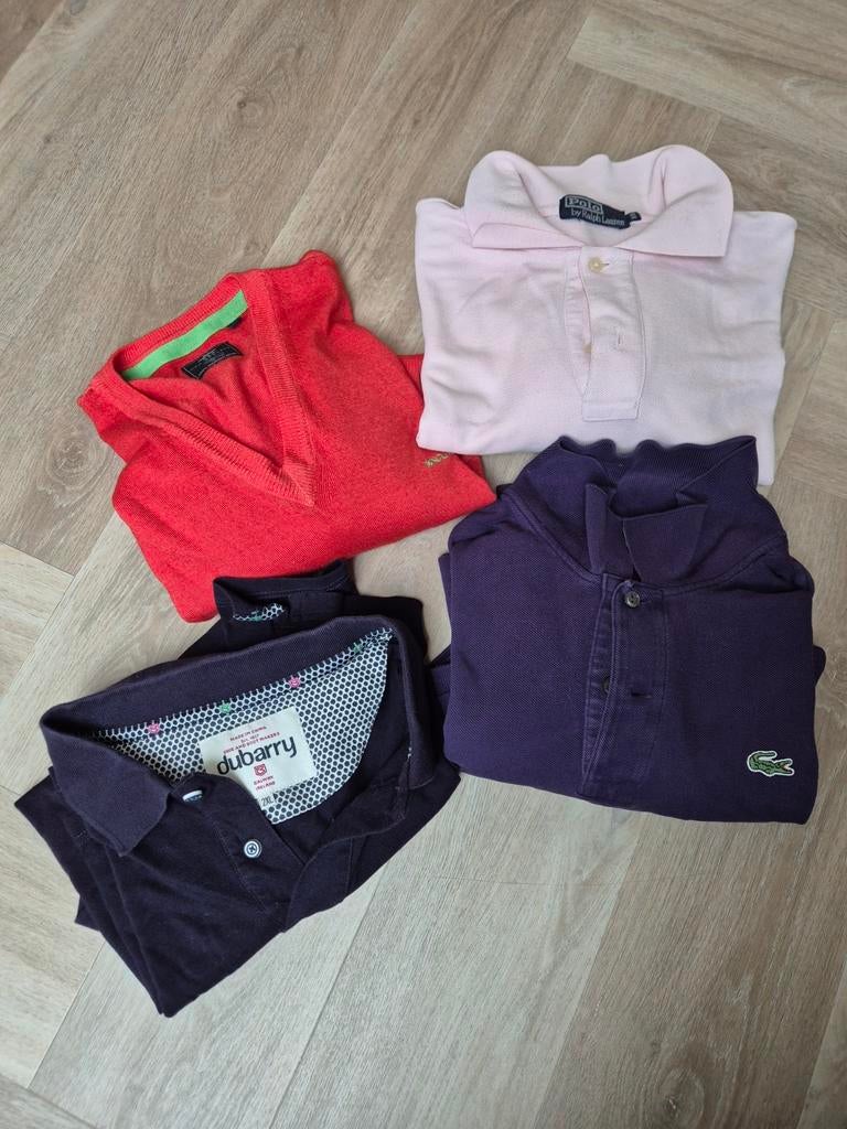 XXL 1 trui 3 polo s ralph lauren, lacoste, dubaray, Ophalen of Verzenden, Gedragen, Overige maten, Blauw