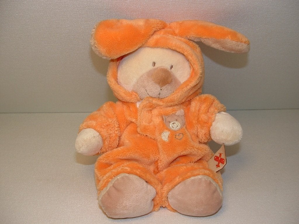 NICOTOY BEER MET KONIJNENPAK VELOURS ECRU MET ORANJE, Ophalen of Verzenden, Nieuw, Overige typen