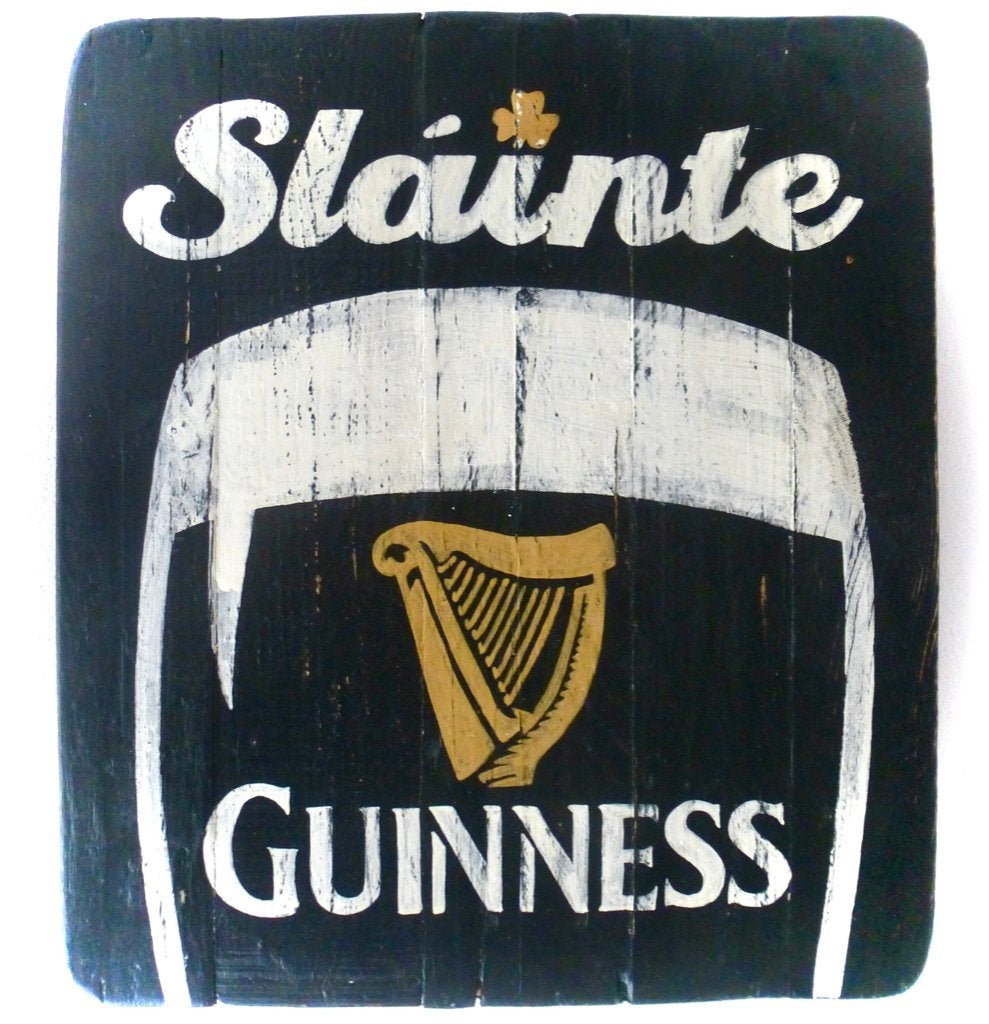 Handgeschilderd houten Irish pub bord / Guinness / Ireland, Reclamebord, Ophalen of Verzenden, Zo goed als nieuw, B6