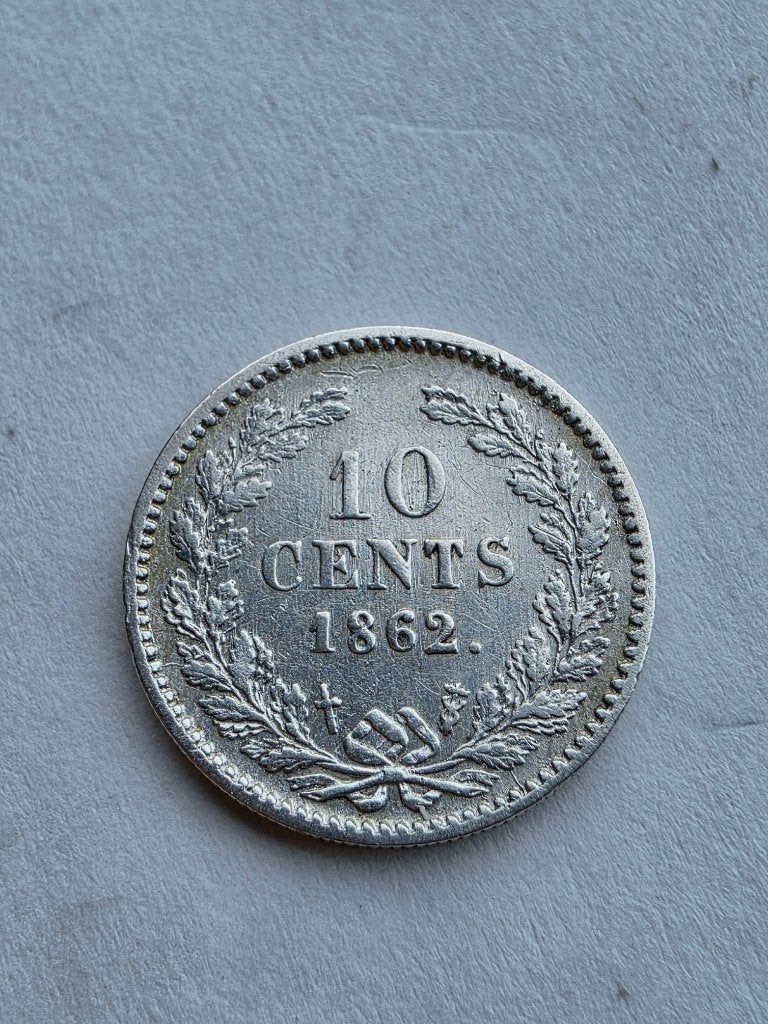 10 CENT 1862, zeer zeldzaam, Postzegels en Munten, Koning Willem III, Zilver, Ophalen of Verzenden, 10 cent