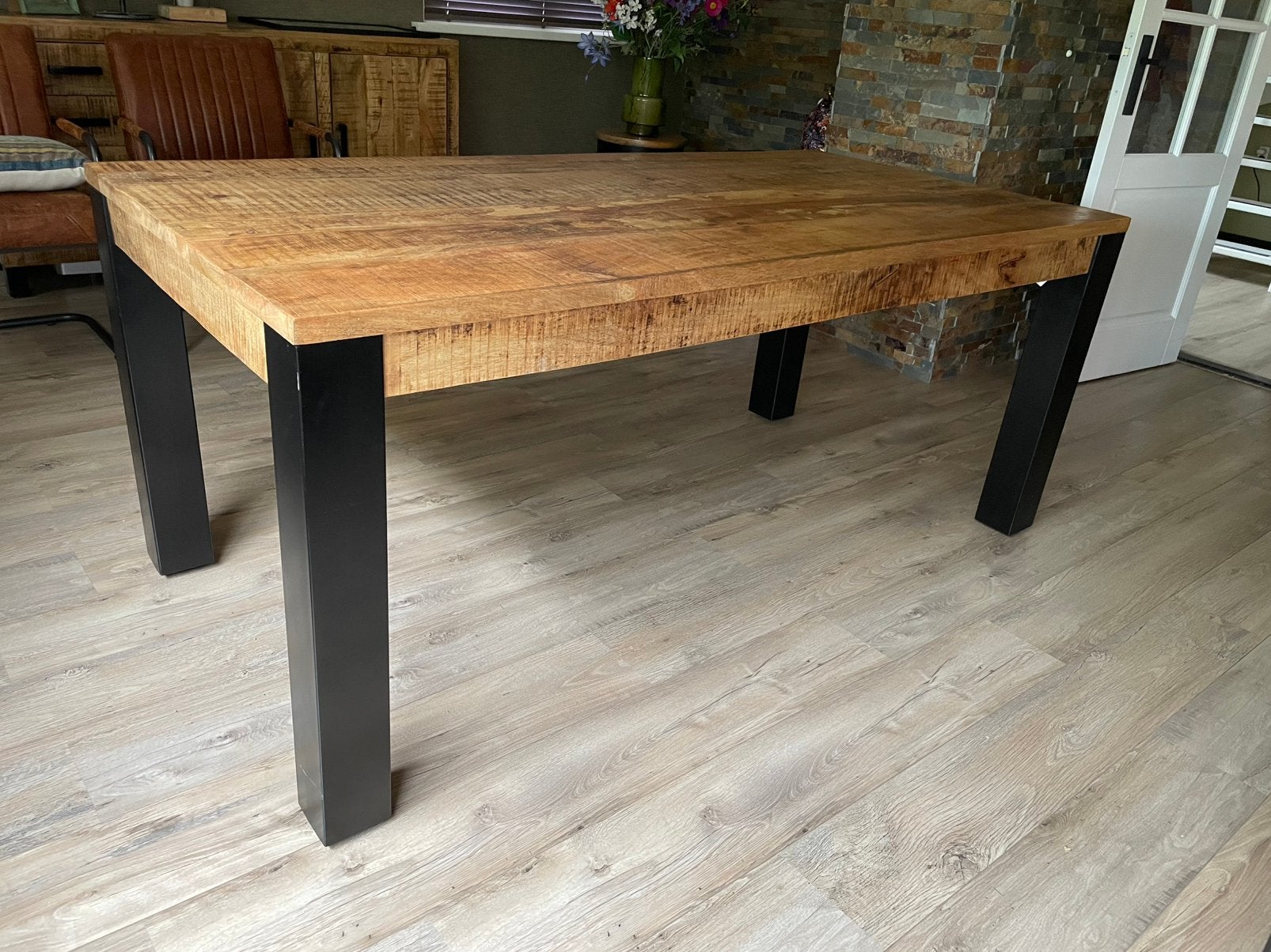 Tafel en 4 stoelen, Huis en Inrichting, Tafels | Eettafels, Ophalen, 50 tot 100 cm, Zo goed als nieuw, 150 tot 200 cm