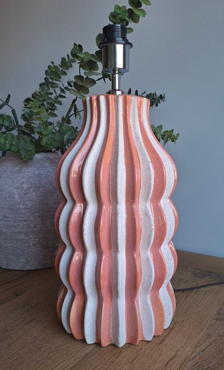 Lampvoet keramiek retro design terra wit Lamp H51 Nieuw, Ophalen, Metaal, Nieuw, E27 (groot)