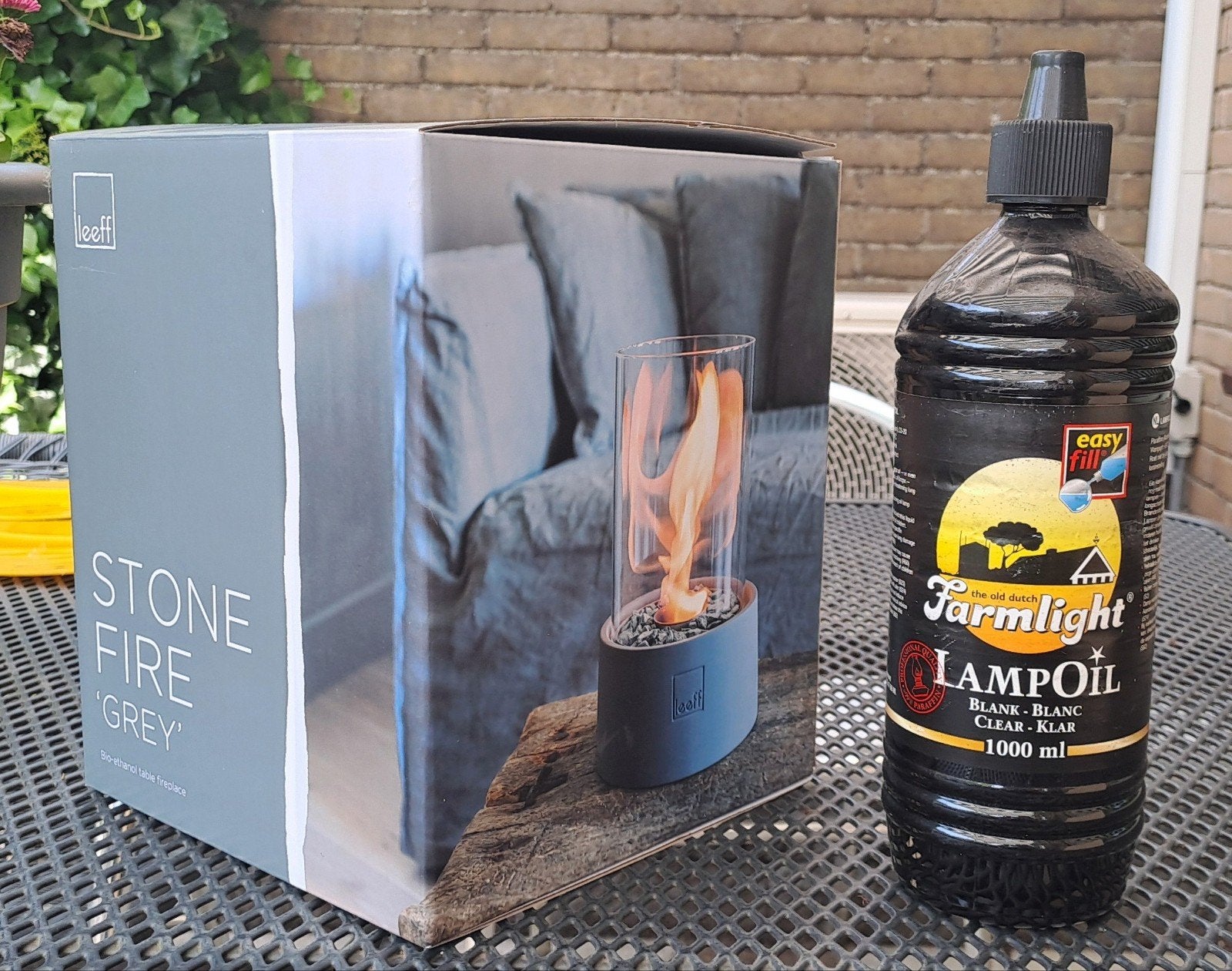 Leoff Stone Fire Grey sfeerhaard met lampolie, Ophalen, Nieuw