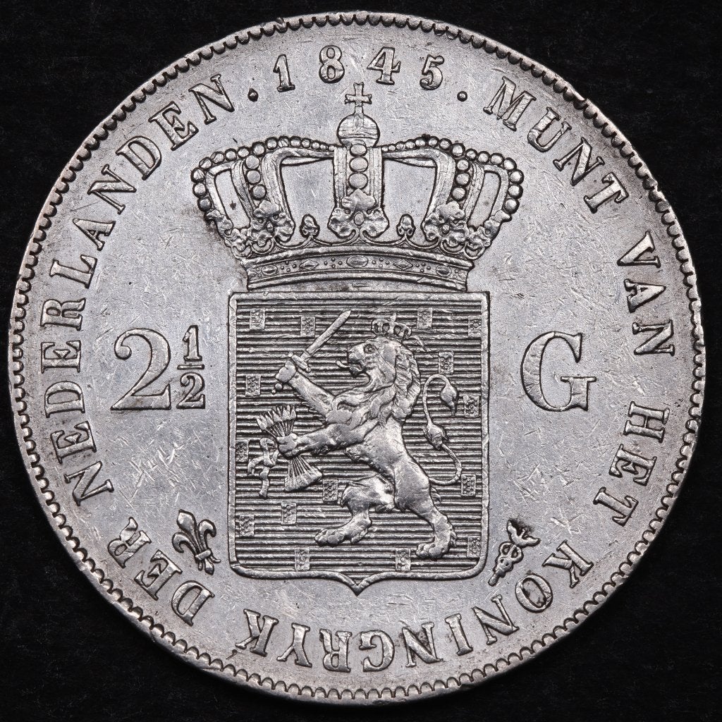 Rijksdaalder 1845b. Zfr+. (P), Koning Willem III, Zilver, Ophalen of Verzenden, Losse munt